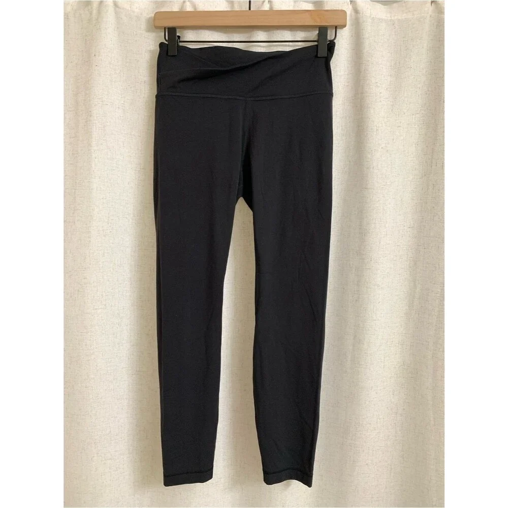 lululemon Align Asymmetrical Waist 25” Black Mid High-Waist Back Leggings